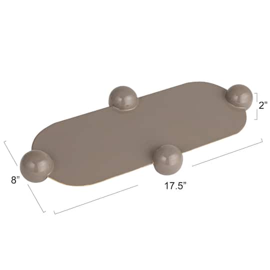 Hello Honey® 17.5" Gray Elegance Enamel Metal Tray with Ball Feet